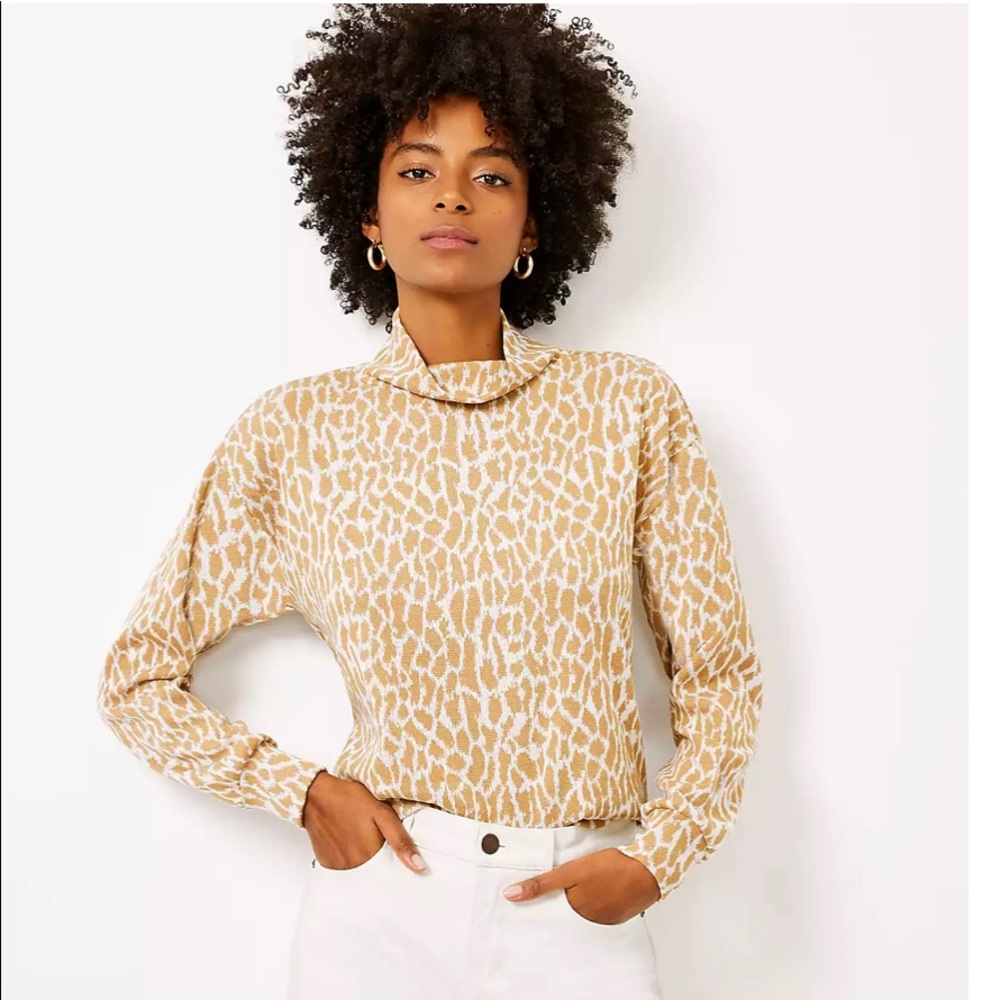 Loft Animal Spotted mock neck top